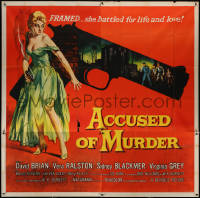 5w0001 ACCUSED OF MURDER 6sh 1957 cool sexy girl and gun noir image, she battled for life & love!