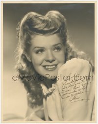 5y0082 ALICE FAYE signed deluxe 11x14 still 1943 thanking Humberstone for being so swell to her!