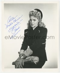 5y0747 ALICE FAYE signed 8x10 REPRO still 1980s seated portrait modeling cool dress w/ gloves & hat!