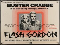 5y0043 FLASH GORDON signed British quad R1970s by Buster Crabbe, the full length feature version!