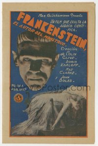 5z0870 FRANKENSTEIN Uruguayan herald 1932 monster Boris Karloff c/u on cover, different & very rare!