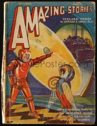 5z1327 AMAZING STORIES pulp magazine October 1930 cool sci-fi cover art by Leo Morey!