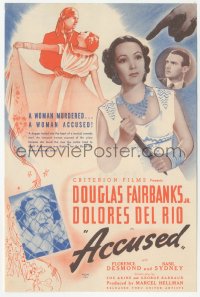 5z0429 ACCUSED herald 1936 great images of Douglas Fairbanks Jr & sexy Dolores del Rio, ultra rare!