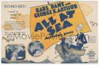 5z0435 ALL AT SEA herald 1929 Karl Dane as Stupid McDuff with George K. Arthur + great art, rare!