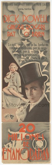 5z0871 20 MILLION SWEETHEARTS 6pg Spanish herald 1934 Ginger Rogers, Dick Powell, different images!
