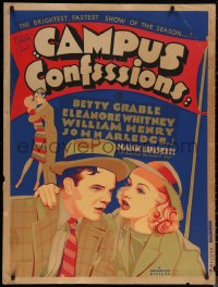 6a0002 CAMPUS CONFESSIONS 30x40 1938 art of sexy co-ed Betty Grable and William Henry, ultra rare!