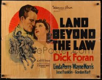 6a0034 LAND BEYOND THE LAW 1/2sh 1937 cowboy Dick Foran w/ sexy Linda Perry & on horse, ultra-rare!