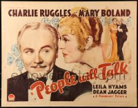 6a0037 PEOPLE WILL TALK style A 1/2sh 1935 Charlie Ruggles w/Mary Boland & Leila Hyams, ultra-rare!