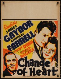 6a0008 CHANGE OF HEART jumbo WC 1934 Janet Gaynor & Charles Farrell, Central Show printing!