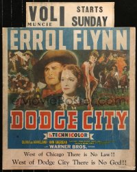 6a0011 DODGE CITY jumbo WC 1939 Errol Flynn, Olivia De Havilland, Michael Curtiz cowboy classic!