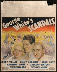 6a0012 GEORGE WHITE'S SCANDALS jumbo WC 1934 art of Alice Faye, Vallee, Durante & dancers, rare!