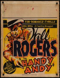 6a0013 HANDY ANDY jumbo WC 1934 different cowboy western art of Will Rogers, ultra rare!