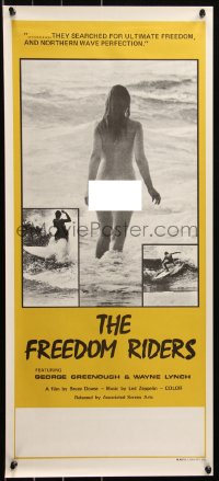 6b0014 FREEDOM RIDERS Aust daybill 1972 completely naked Aussie surfer girl, yellow border design!