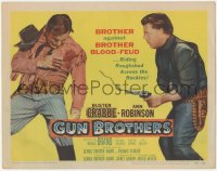 6c0076 GUN BROTHERS TC 1956 Buster Crabbe is shot by brother Neville Brand at close range!