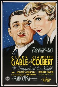 6f0004 IT HAPPENED ONE NIGHT S2 poster 2001 best art of Clark Gable & Claudette Colbert!