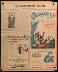 6g0033 REVENGE OF TARZAN Sacramento Union newspaper page Sunday July 25, 1920 Return of Tarzan!