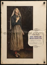 6g0032 SONG OF BERNADETTE pressbook back cover 1943 great art of Jennifer Jones by Norman Rockwell!