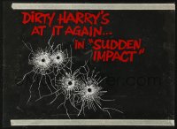 6g0020 SUDDEN IMPACT 11x15 window sticker 1983 makes it look like Dirty Harry shot your window!