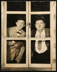 6g0014 LAUREL & HARDY 12x15 English still 1952 great close up of Stan & Ollie looking out window!