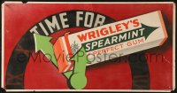 6g0059 WRIGLEY'S GUM 11x21 advertising poster 1950s art of clock & Spearmint chewing gum pack!