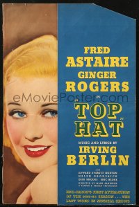 6g0063 TOP HAT die-cut pressbook cover 1935 Irving Berlin, Fred Astaire & pretty Ginger Rogers!