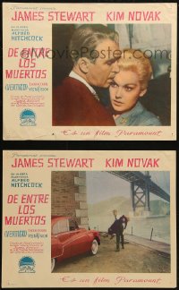 6h0008 VERTIGO 2 Spanish LCs 1959 Alfred Hitchcock, different James Stewart & blonde Kim Novak!