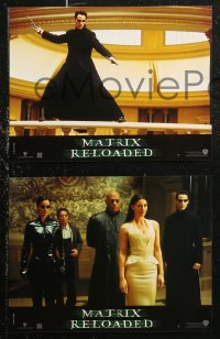 6h0075 MATRIX RELOADED 8 French LCs 2003 Keanu Reeves, Carrie-Anne Moss, Wachowski Bros sequel!