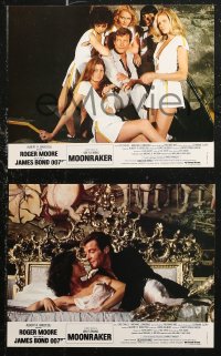 6h0076 MOONRAKER 8 French LCs 1979 many images of Roger Moore as James Bond, different!