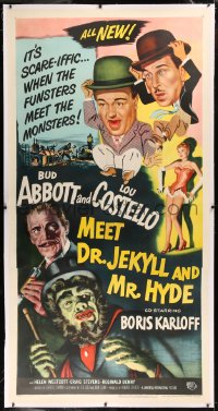 6j0008 ABBOTT & COSTELLO MEET DR. JEKYLL & MR. HYDE linen 3sh 1953 Bud & Lou, monster Boris Karloff!