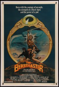 6j0070 BEASTMASTER linen 1sh 1982 Taylor art of bare-chested Marc Singer & sexy Tanya Roberts!