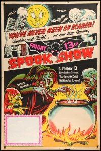 6k0006 SPOOK SHOW 40x60 1950s shudder & shriek on Friday the 13th, creepy horror art, ultra rare!