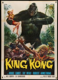 6k0043 KING KONG Italian 1p R1973 best Casaro art of the giant ape carrying sexy Fay Wray!