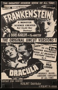 6k0068 DRACULA/FRANKENSTEIN pressbook 1952 Karloff & Lugosi classic double-bill!