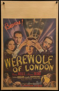 6k0028 WEREWOLF OF LONDON WC 1935 Henry Hull, Hobson & Oland in 1st Universal wolfman, ultra rare!