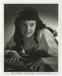 6m0007 BRIDES OF DRACULA 8.25x10 still 1960 best c/u of vampire Andree Melly showing her fangs!