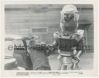 6m0030 TOBOR THE GREAT 8x10.25 still 1954 great image of man-made funky robot choking man by car!