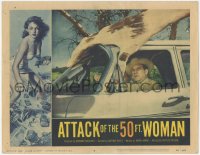 6m0057 ATTACK OF THE 50 FT WOMAN LC #6 1958 special effects image of enormous hand grabbing car!
