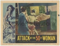 6m0058 ATTACK OF THE 50 FT WOMAN LC #7 1958 wacky fx image of giant hand attacking through doorway!