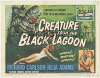 6m0070 CREATURE FROM THE BLACK LAGOON TC 1954 classic art of monster attacking sexy Julie Adams!