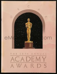 6p0937 58TH ANNUAL ACADEMY AWARDS die-cut souvenir program book 1986 art of the Oscar statuette!