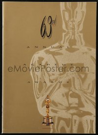 6p0940 63rd ANNUAL ACADEMY AWARDS souvenir program book 1991 the Oscar ceremony held in Los Angeles!