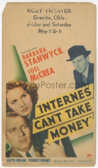 6p0075 INTERNES CAN'T TAKE MONEY mini WC 1937 Barbara Stanwyck, Joel McCrea, 1st Dr. Kildare, rare!