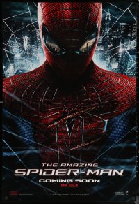 6s0911 AMAZING SPIDER-MAN int'l teaser DS 1sh 2012 portrait of Garfield in title role over city!