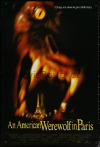 6s0913 AMERICAN WEREWOLF IN PARIS DS 1sh 1997 horror image of giant werewolf & Eiffel Tower!