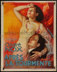 6s0445 APRES LA TOURMENTE pre-war Belgian 1930s striking, different art of Andre Nox, ultra rare!