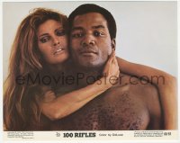 6w0010 100 RIFLES color 8x10 still 1969 classic close up of Raquel Welch & barechested Jim Brown!