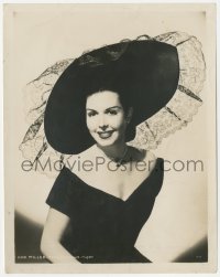 6w0043 ANN MILLER 8x10 still 1940s MGM studio portrait with lace-trimmed hat & V-neck dress!