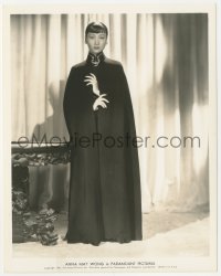 6w0045 ANNA MAY WONG deluxe 8.25x10.25 key book still 1937 in black cloak from Daughter of Shanghai