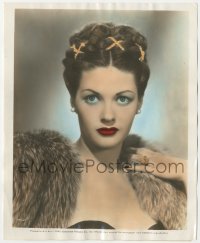 6w0012 SONG OF SCHEHERAZADE color 8.25x10 still 1947 portrait of sexy Yvonne De Carlo wearing fur!
