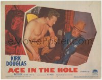 6w0755 ACE IN THE HOLE LC #7 1951 great close up of barechested Kirk Douglas, The Big Carnival!